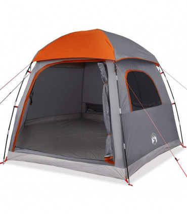 vidaXL Family Tent Igloo 6-Person Grey and Orange Waterproof