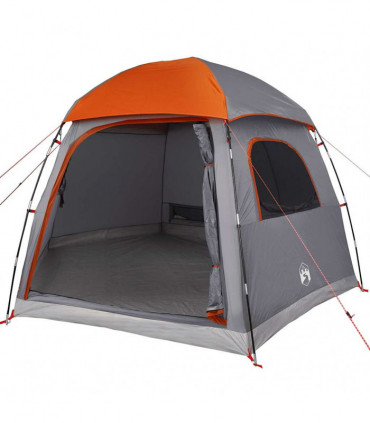 vidaXL Family Tent Igloo 6-Person Grey and Orange Waterproof