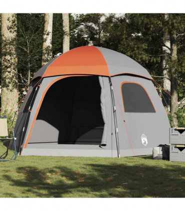 vidaXL Family Tent Igloo 6-Person Grey and Orange Waterproof
