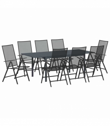 vidaXL Garden Dining Set 9 pcs Steel