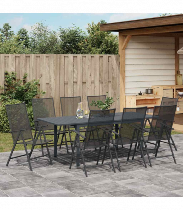vidaXL Garden Dining Set 9 pcs Steel