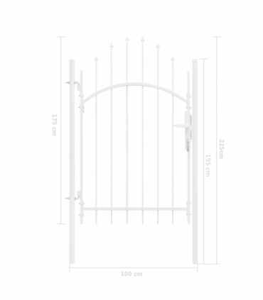 vidaXL Garden Gate Steel 1x2.25 m White
