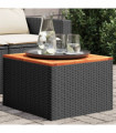 vidaXL Garden Table Black 55x55x37 cm Poly Rattan and Acacia Wood