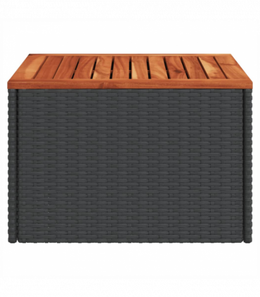 vidaXL Garden Table Black 55x55x37 cm Poly Rattan and Acacia Wood