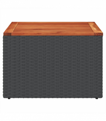 vidaXL Garden Table Black 55x55x37 cm Poly Rattan and Acacia Wood
