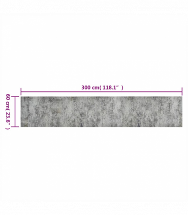 vidaXL Kitchen Rug Washable Beton 60x300 cm Velvet