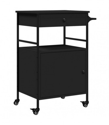 vidaXL Kitchen Trolley Black 56x43x89.5 cm Engineered Wood
