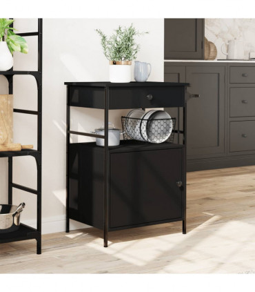 vidaXL Kitchen Trolley Black 56x43x89.5 cm Engineered Wood