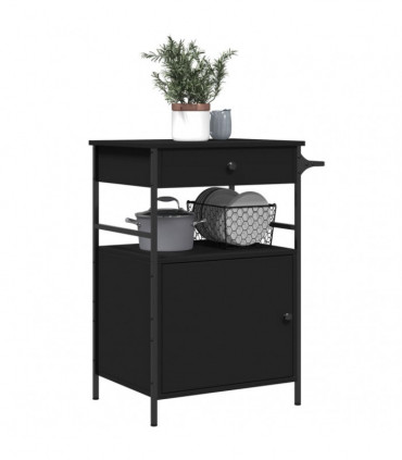 vidaXL Kitchen Trolley Black 56x43x89.5 cm Engineered Wood
