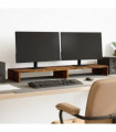 vidaXL Monitor Stand Smoked Oak 100x27x10 cm Engineered Wood