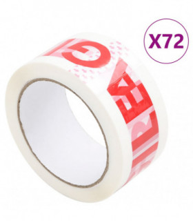 vidaXL Packaging Tape 72 pcs FRAGILE Printed White 48 mm x 66 m