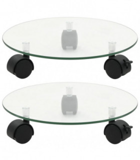 vidaXL Plant Rollers 2 pcs Tempered Glass 28 cm Round