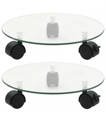 vidaXL Plant Rollers 2 pcs Tempered Glass 28 cm Round