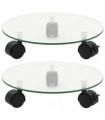 vidaXL Plant Rollers 2 pcs Tempered Glass 28 cm Round