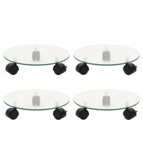 vidaXL Plant Rollers 4 pcs 28 cm Tempered Glass Round