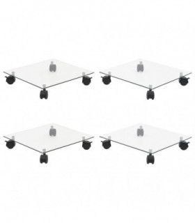 vidaXL Plant Rollers 4 pcs 35x35 cm Tempered Glass Square