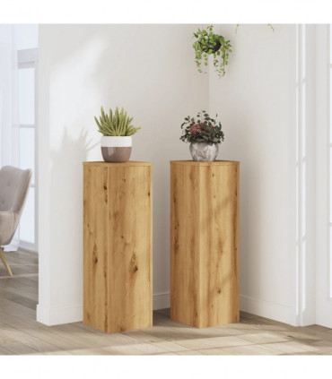 vidaXL Plant Stand 2pcs Artisian Oak 25x25x80 cm Engineered Wood