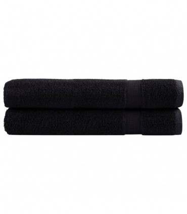vidaXL Premium Sauna Towels 2 pcs Black 80x200 cm 600 gsm 100% Cotton