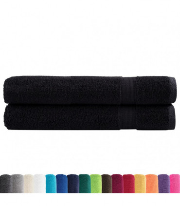 vidaXL Premium Sauna Towels 2 pcs Black 80x200 cm 600 gsm 100% Cotton