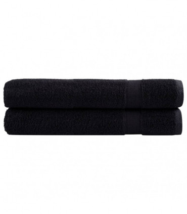 vidaXL Premium Towels 2 pcs Black 100x200 cm 600 gsm 100% Cotton
