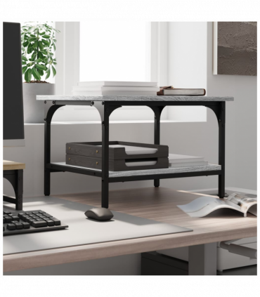vidaXL Printer Stand 2-Tier Grey Sonoma 50x40x38 cm Engineered Wood