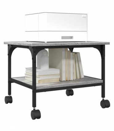 vidaXL Printer Stand 2-Tier Grey Sonoma 50x40x38 cm Engineered Wood