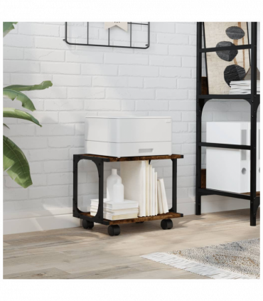 vidaXL Printer Stand 2-Tier Smoked Oak 41x28x33.5 cm Engineered Wood