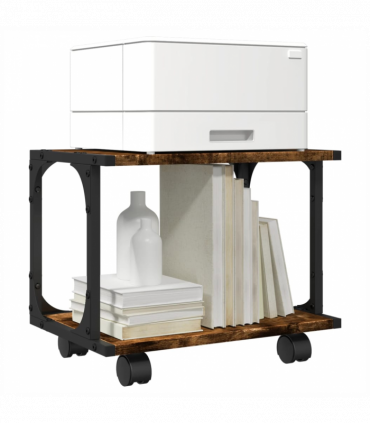 vidaXL Printer Stand 2-Tier Smoked Oak 41x28x33.5 cm Engineered Wood