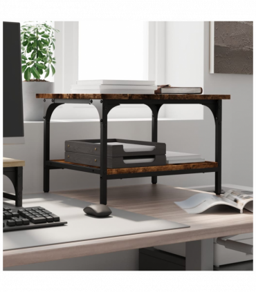 vidaXL Printer Stand 2-Tier Smoked Oak 50x40x38 cm Engineered Wood