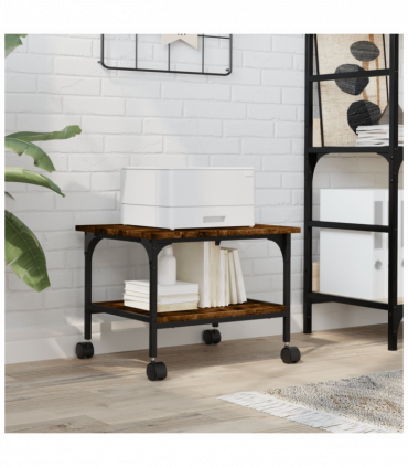 vidaXL Printer Stand 2-Tier Smoked Oak 50x40x38 cm Engineered Wood