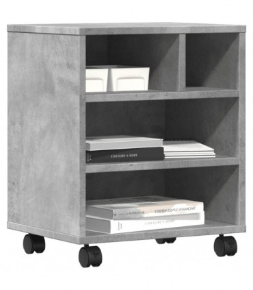 vidaXL Printer Stand with Wheels Concrete Grey 41x32x48 cm