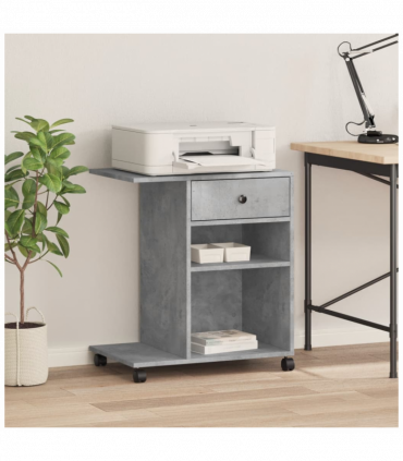 vidaXL Printer Stand with Wheels Concrete Grey 60x40x68.5 cm