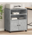 vidaXL Printer Stand with Wheels Concrete Grey 60x48x74 cm