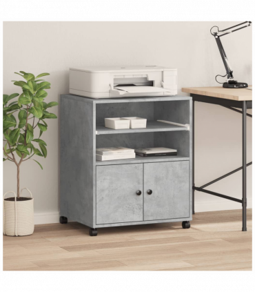 vidaXL Printer Stand with Wheels Concrete Grey 60x48x74 cm
