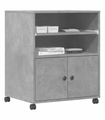 vidaXL Printer Stand with Wheels Concrete Grey 60x48x74 cm