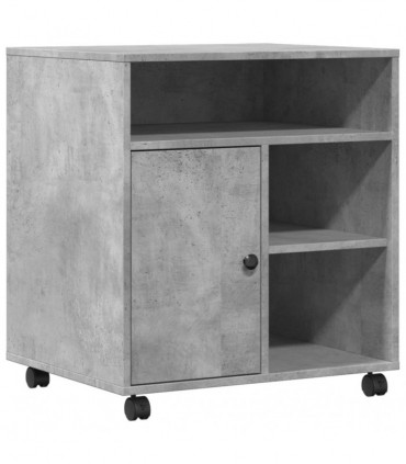 vidaXL Printer Stand with Wheels Concrete Grey 60x50x67 cm