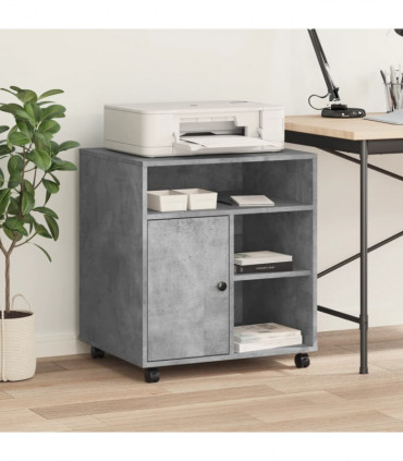 vidaXL Printer Stand with Wheels Concrete Grey 60x50x67 cm