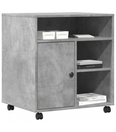 vidaXL Printer Stand with Wheels Concrete Grey 60x50x67 cm