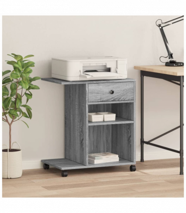 vidaXL Printer Stand with Wheels Grey Sonoma 60x40x68.5 cm