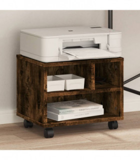 vidaXL Printer Stand with Wheels Smoked Oak 41x32x34,5 cm