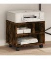 vidaXL Printer Stand with Wheels Smoked Oak 41x32x34,5 cm