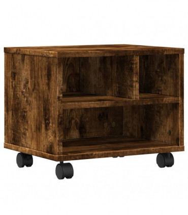 vidaXL Printer Stand with Wheels Smoked Oak 41x32x34,5 cm