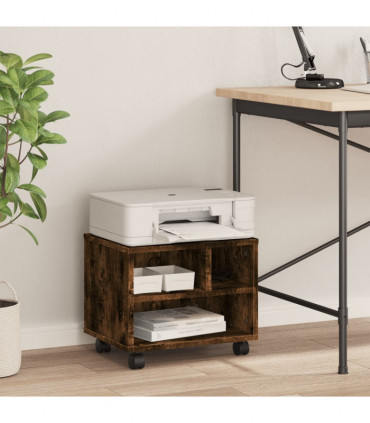vidaXL Printer Stand with Wheels Smoked Oak 41x32x34,5 cm