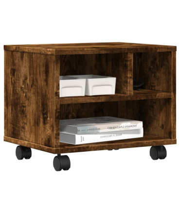 vidaXL Printer Stand with Wheels Smoked Oak 41x32x34,5 cm