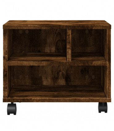 vidaXL Printer Stand with Wheels Smoked Oak 41x32x34,5 cm
