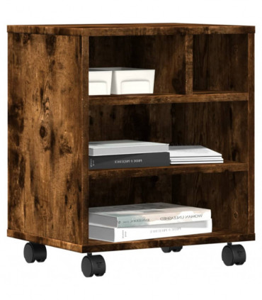 vidaXL Printer Stand with Wheels Smoked Oak 41x32x48 cm