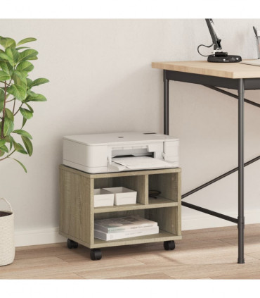 vidaXL Printer Stand with Wheels Sonoma Oak 41x32x34,5 cm