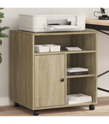 vidaXL Printer Stand with Wheels Sonoma Oak 60x50x67 cm