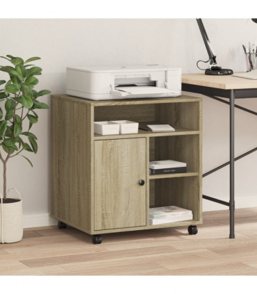vidaXL Printer Stand with Wheels Sonoma Oak 60x50x67 cm