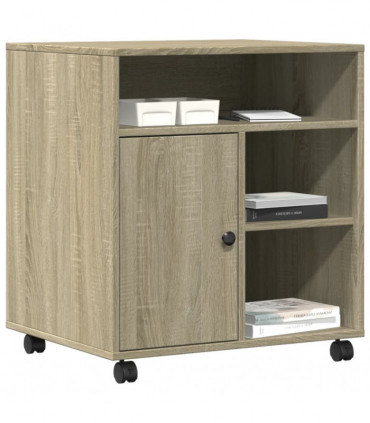 vidaXL Printer Stand with Wheels Sonoma Oak 60x50x67 cm